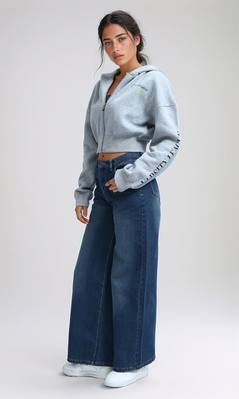 O199326 - Casual Straight Leg Jeans with Slash Pockets - Jeans Blue