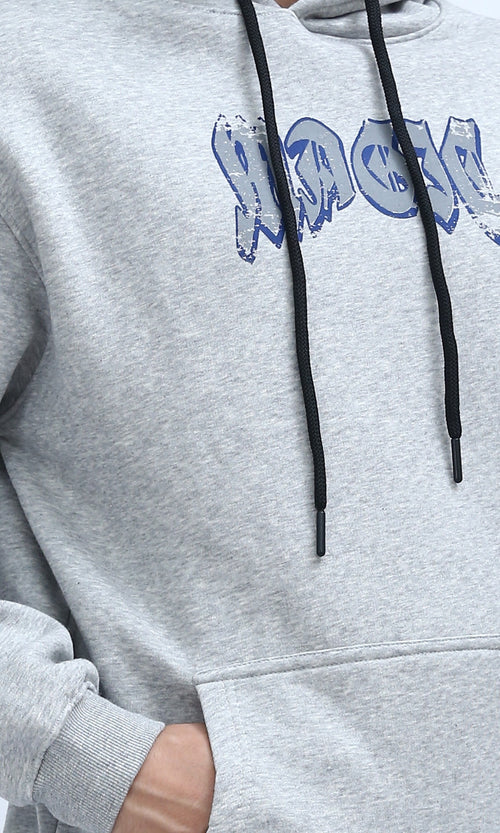O199367 - Hooded Neck With Drawstring Heather Grey Hoodie