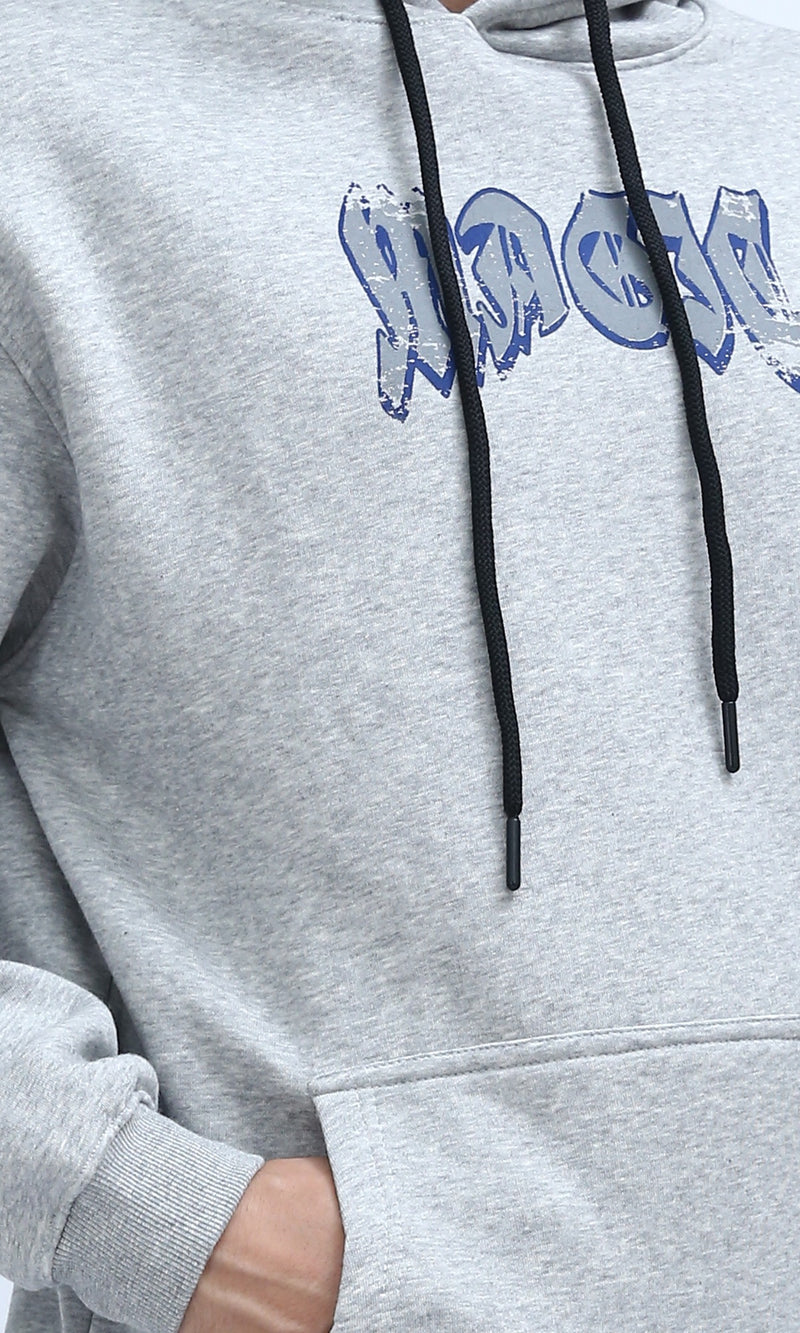 O199367 - Hooded Neck With Drawstring Heather Grey Hoodie