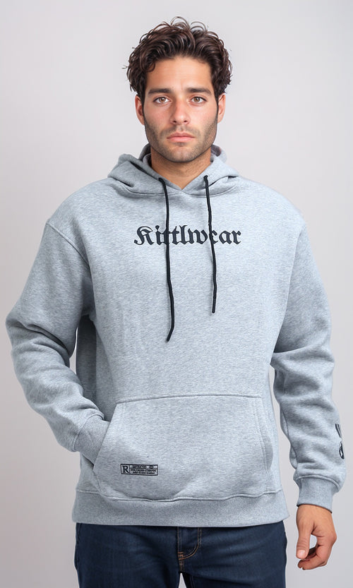 O199369 - Front & Back Printed Long Sleeve Hoodie - Heather Light Grey