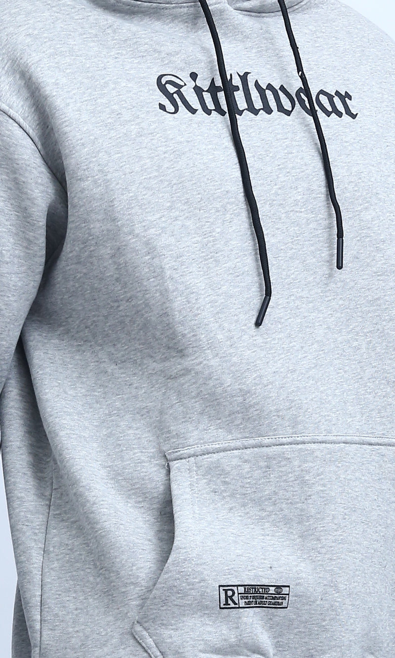 O199369 - Front & Back Printed Long Sleeve Hoodie - Heather Light Grey