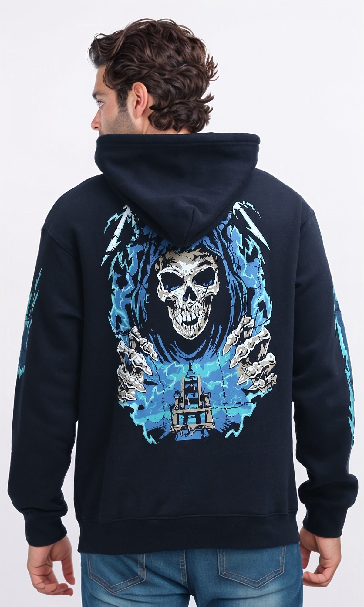 O199373 - Printed ''Metalica'' Casual Hoodie - Black