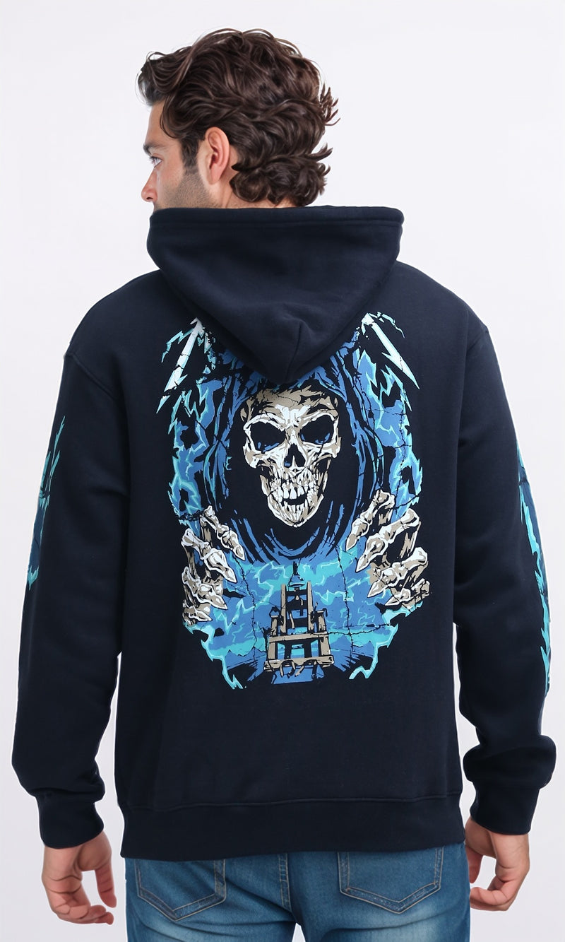 O199373 - Printed ''Metalica'' Casual Hoodie - Black