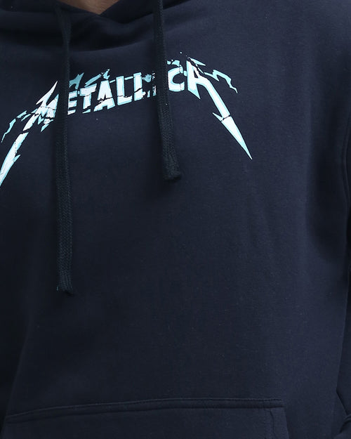 Metallica Navy Graphic Print Winter Hoodie - O199373