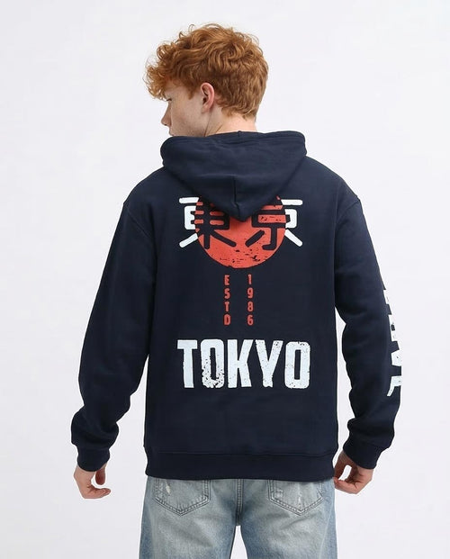 Navy Tokyo Graphic Streetwear Hoodie - 0199374