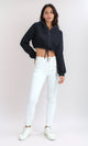 O199381 - Long Sleeves Casual Cropped Hoodie - Black