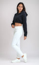 O199381 - Long Sleeves Casual Cropped Hoodie - Black