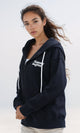 O199385 Hooded Neck With Drawstring Dark Sweatshirt