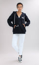 O199385 Hooded Neck With Drawstring Dark Sweatshirt