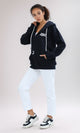 O199385 Hooded Neck With Drawstring Dark Sweatshirt