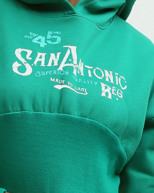 Ravin Women’s San Antonio Graphic Cropped Hoodie – Emerald Green - o199392
