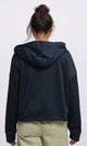 O199399 - Solid Long Comfy Hoodie with Front Pockets - Navy Blue