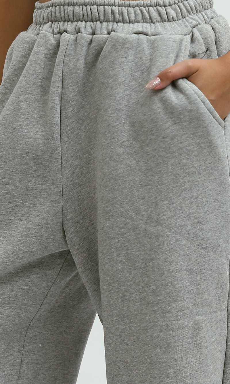 بنطلون رياضي قطن هيذر رمادي