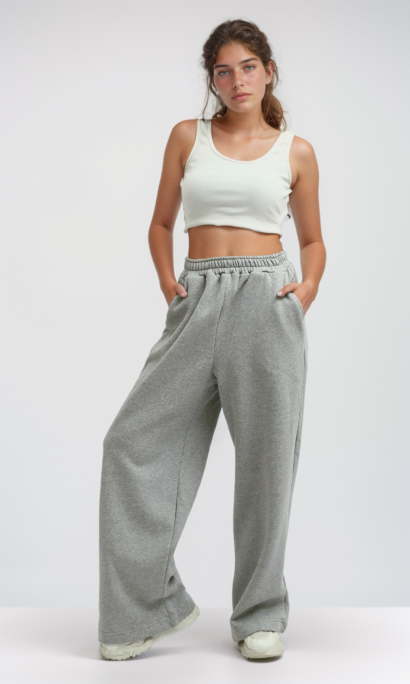 بنطلون رياضي قطن هيذر رمادي