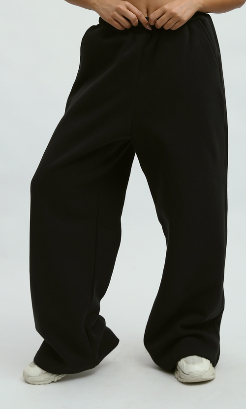 O199401 Slip On Casual Black Jogger Pants