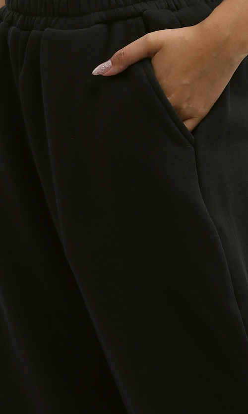 O199401 Slip On Casual Black Jogger Pants