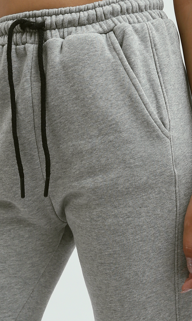 بنطلون رياضي سهل الارتداء رمادي فاتح بخصر مطاطي