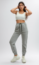 بنطلون رياضي سهل الارتداء رمادي فاتح بخصر مطاطي