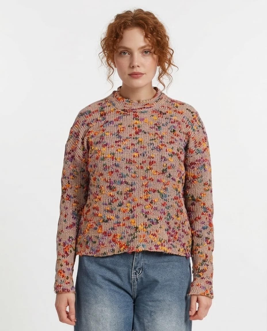 Ravin Confetti Slub Knit Mock-Neck Sweater - Multicolor - O199834