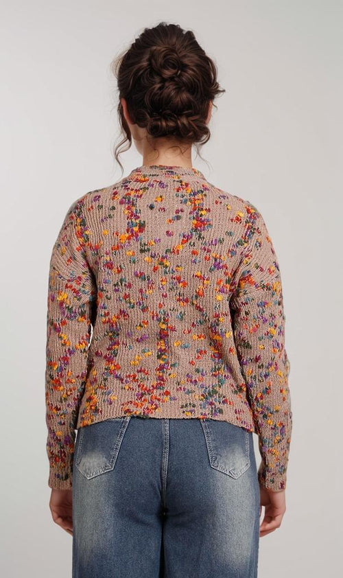 O199834-O199834 - Speckled Knit Sweater - Multicolor