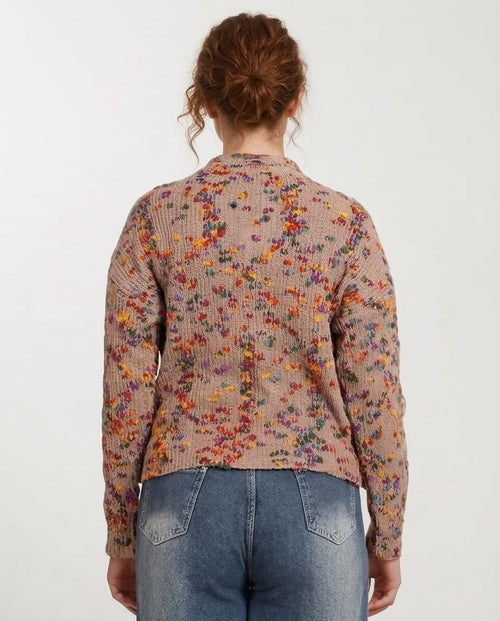 Ravin Confetti Slub Knit Mock-Neck Sweater - Multicolor - O199834