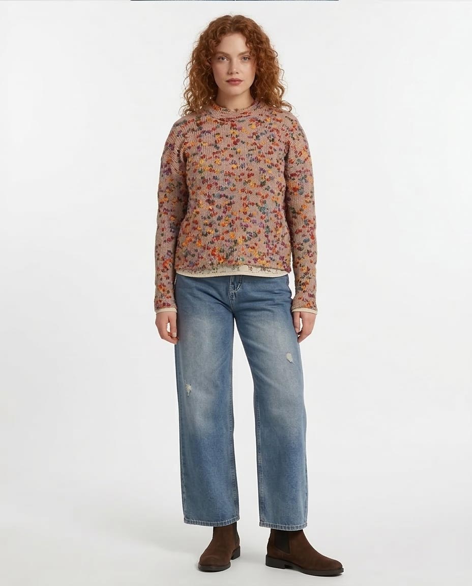 Ravin Confetti Slub Knit Mock-Neck Sweater - Multicolor - O199834