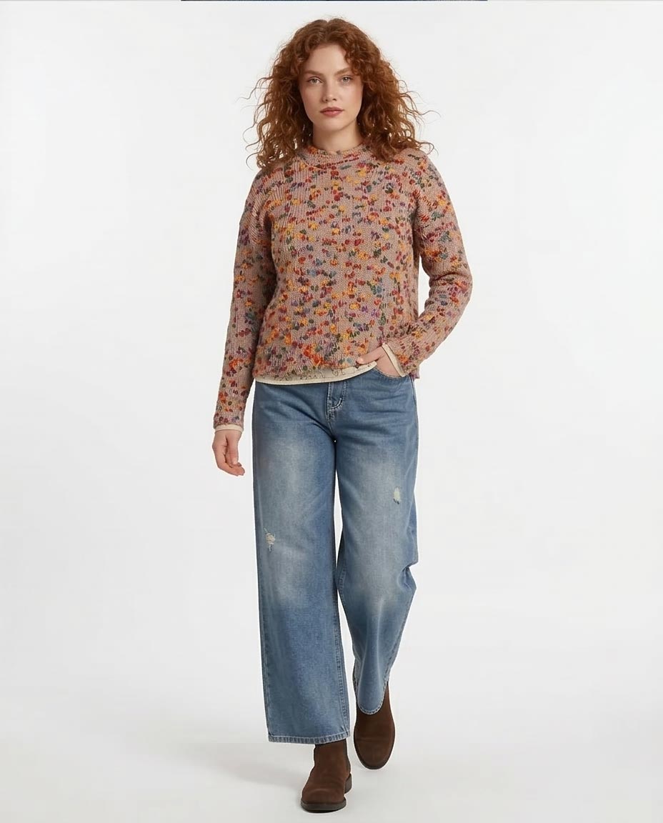 Ravin Confetti Slub Knit Mock-Neck Sweater - Multicolor - O199834