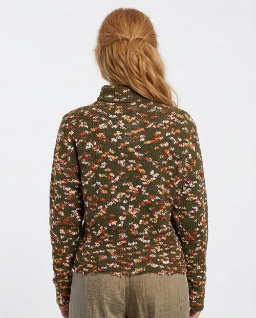 Ravin Women’s Diamond-Pattern Chunky Knit Turtleneck Sweater – Olive Multi - o199836