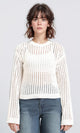 O199837 - Long Sleeves Casual Perforated Pullover - Off-White