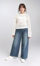 O199837 - Long Sleeves Casual Perforated Pullover - Off-White