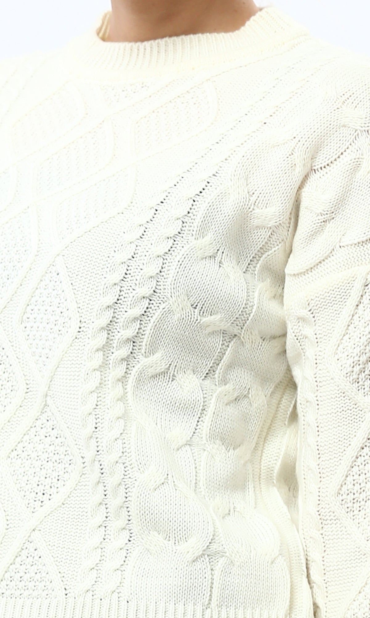 Off-White Textured Diamond Cable Knit Pullover - O199843