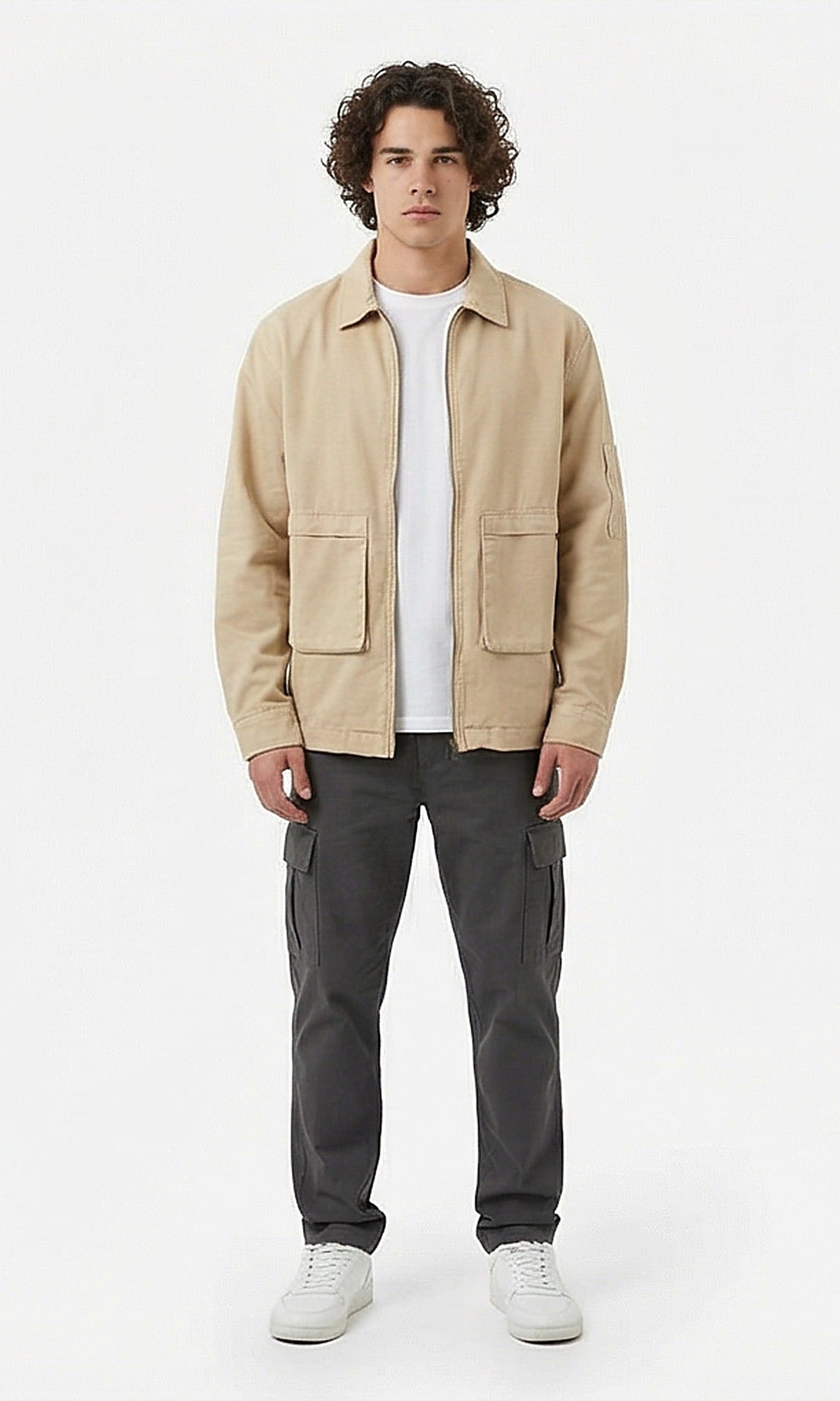 Tan Utility Zip-Up Jacket