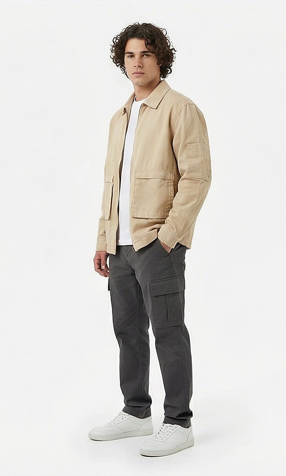 Tan Utility Zip-Up Jacket