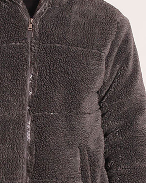 Ravin Men's Puffer-Style Sherpa Fleece Jacket - Charcoal - O199927