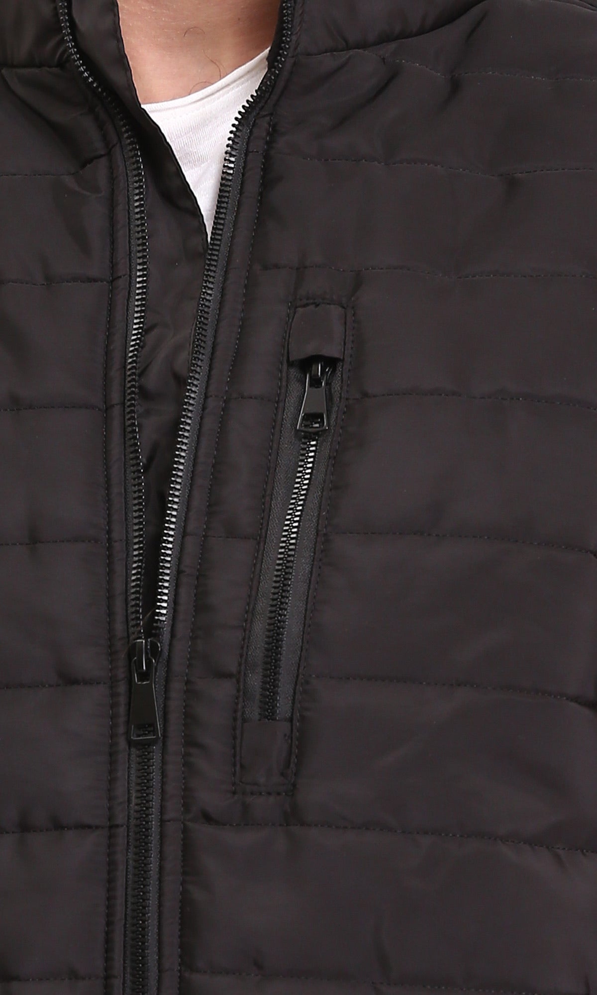 Black Quilted Hybrid Knit Jacket