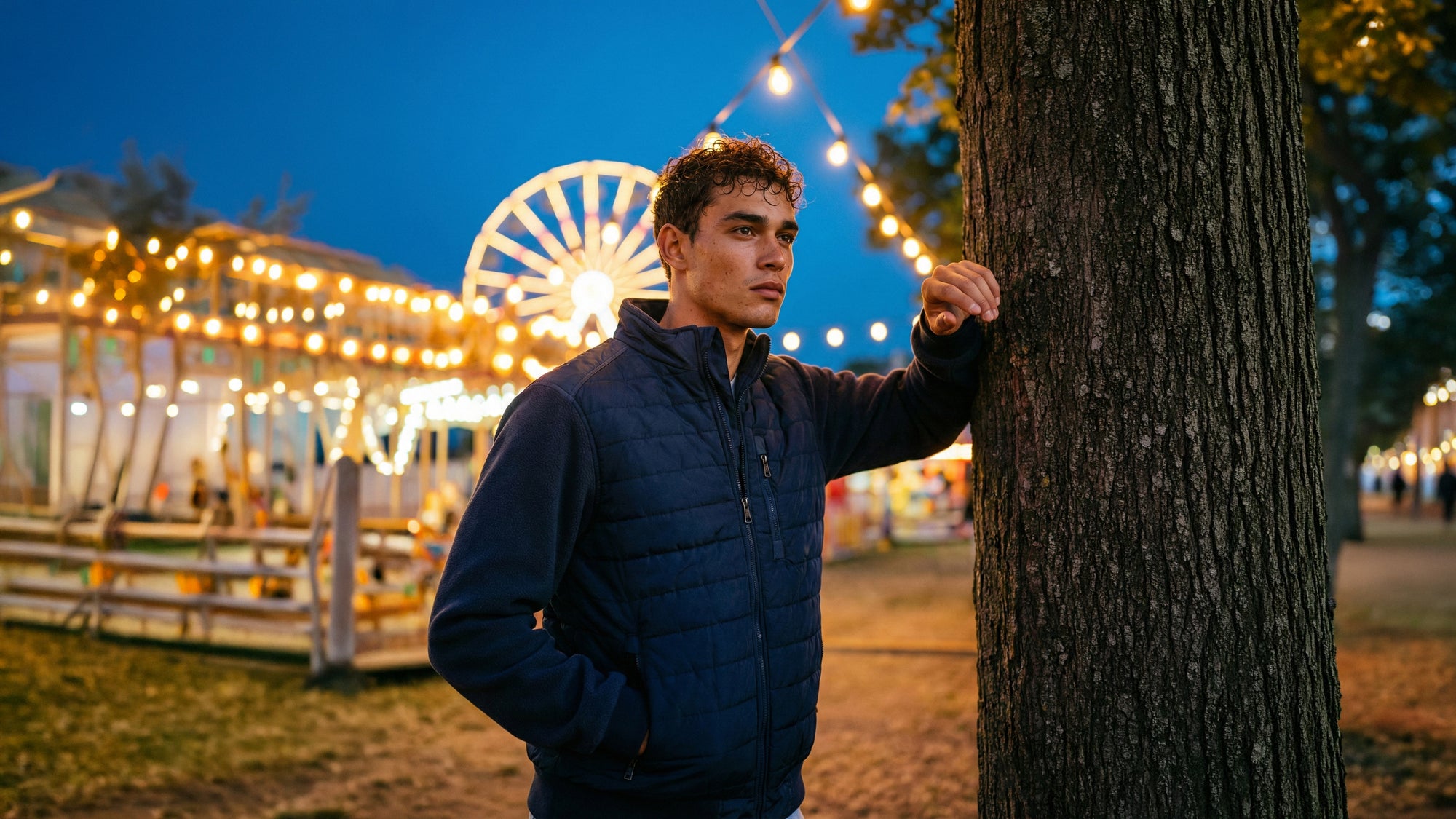 O199937 - Long Sleeves Zipped Bomber Jacket - Navy Blue