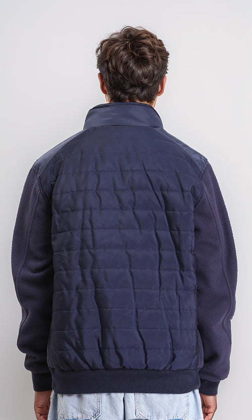 O199937 - Long Sleeves Zipped Bomber Jacket - Navy Blue