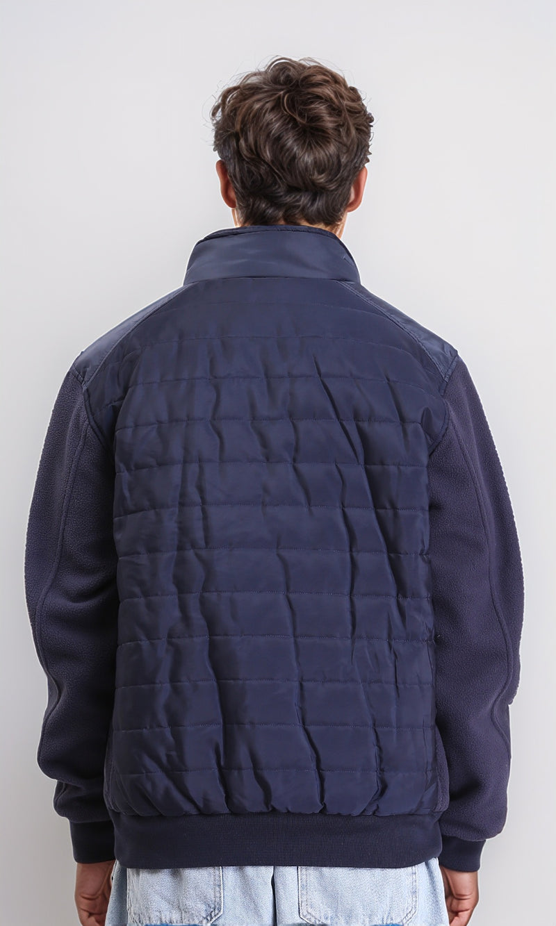 O199937 - Long Sleeves Zipped Bomber Jacket - Navy Blue