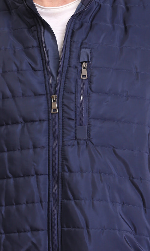 O199937 - Long Sleeves Zipped Bomber Jacket - Navy Blue