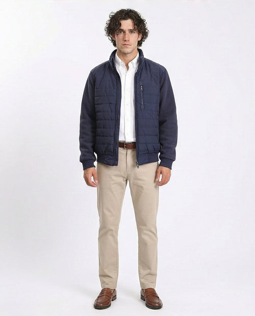 O199937 - Long Sleeves Zipped Bomber Jacket - Navy Blue