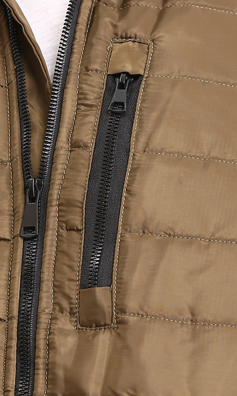 O199938 - Bi-Tone Long Sleeves Zipped Bomber Jacket - Copper & Black