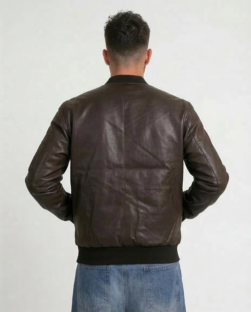 Ravin Faux-Leather Bomber Jacket with Utility Arm Pocket - o199939