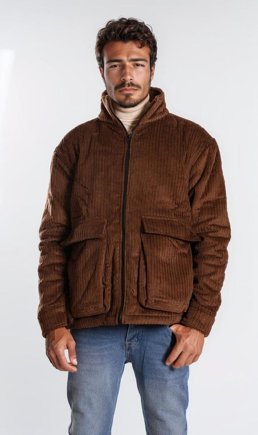 o199940-CORDUROY JACKET - BROWN