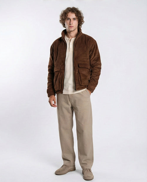 o199940-CORDUROY JACKET - BROWN