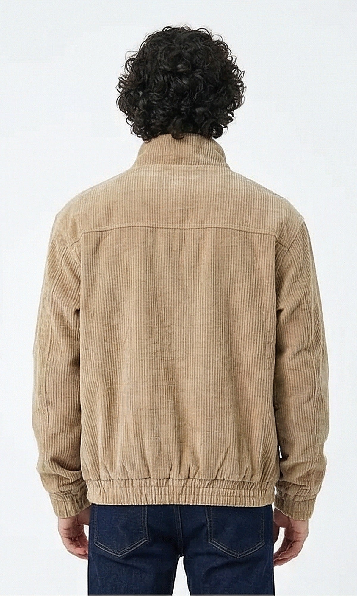 Men's Tan Corduroy Utility Bomber Jacket - O199943