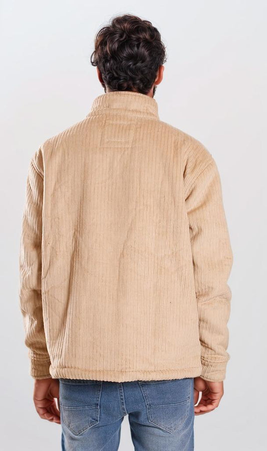 o199945-ZIP-UP CORDUROY JACKET - BEIGE