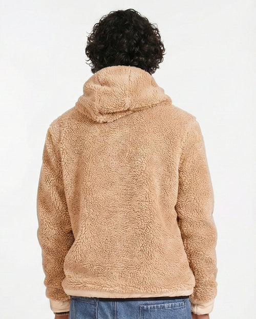 O199950 - Cozy Fur Zip-Up Hoodie – Camel Brown