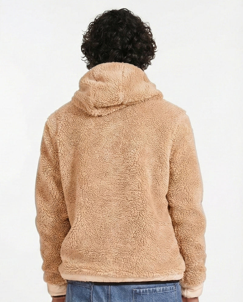 O199950 - Cozy Fur Zip-Up Hoodie – Camel Brown