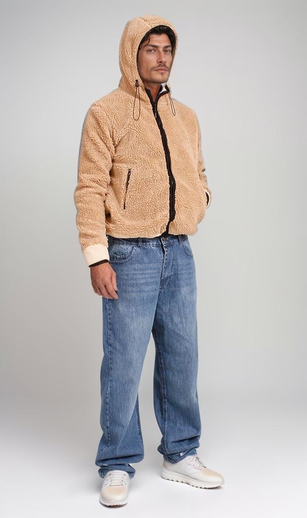 O199950 - Cozy Fur Zip-Up Hoodie – Camel Brown