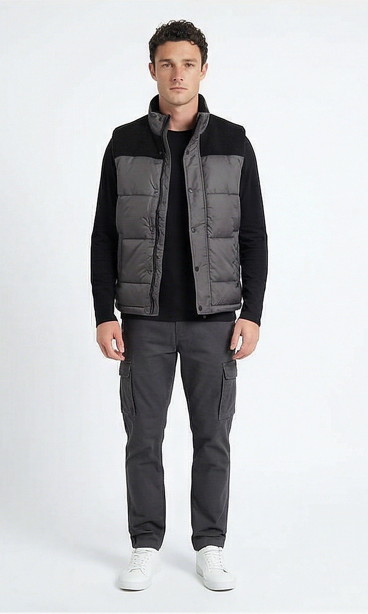 Color-Block Quilted Utility Vest